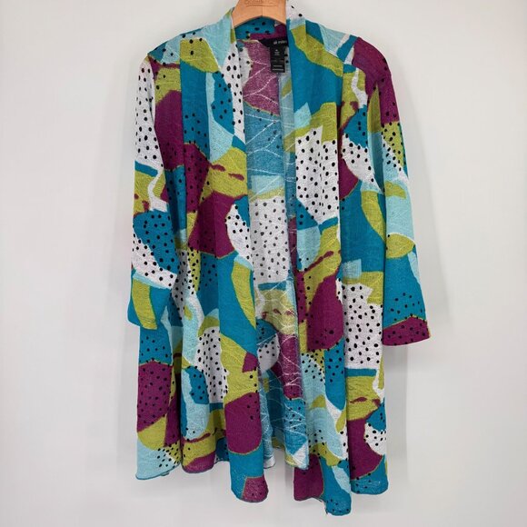 Ali Miles Womens Long knit Cardigan Jacket Multicolor t Pattern Front size XL - Picture 4 of 13